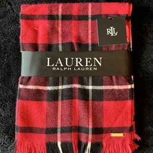 Ralph Lauren Classic Red and Black Tartan Scarf